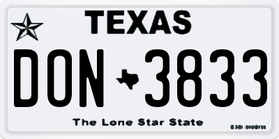 TX license plate DON3833