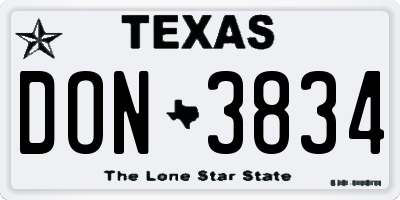 TX license plate DON3834