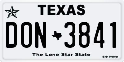 TX license plate DON3841