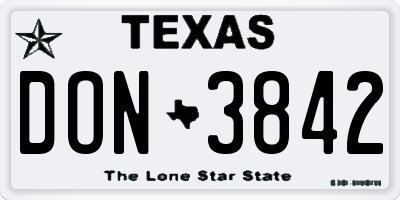 TX license plate DON3842