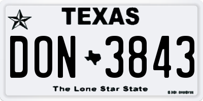 TX license plate DON3843