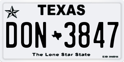 TX license plate DON3847