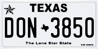 TX license plate DON3850