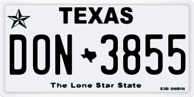 TX license plate DON3855