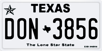 TX license plate DON3856