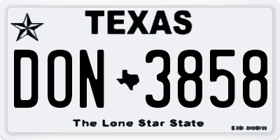 TX license plate DON3858