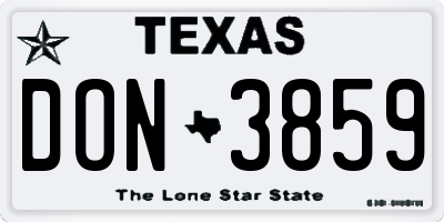 TX license plate DON3859