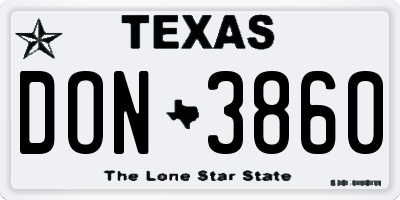 TX license plate DON3860