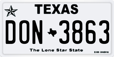 TX license plate DON3863