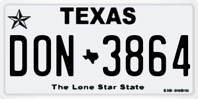 TX license plate DON3864