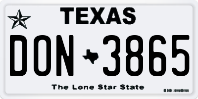 TX license plate DON3865