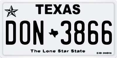 TX license plate DON3866