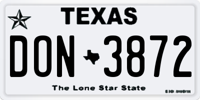 TX license plate DON3872