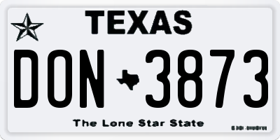 TX license plate DON3873