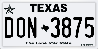 TX license plate DON3875