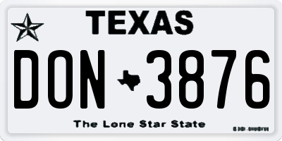 TX license plate DON3876