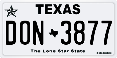 TX license plate DON3877