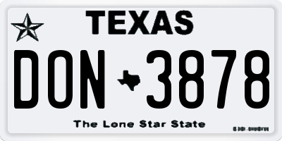 TX license plate DON3878