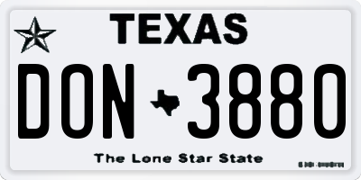 TX license plate DON3880