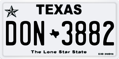 TX license plate DON3882