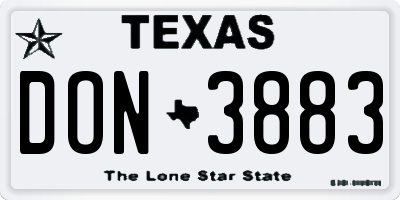 TX license plate DON3883
