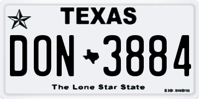 TX license plate DON3884
