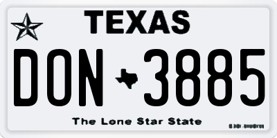 TX license plate DON3885