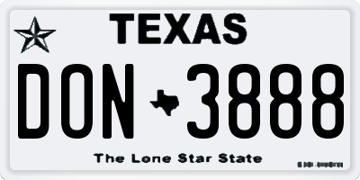 TX license plate DON3888