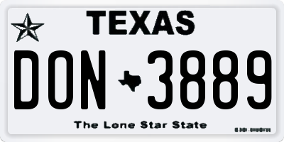 TX license plate DON3889
