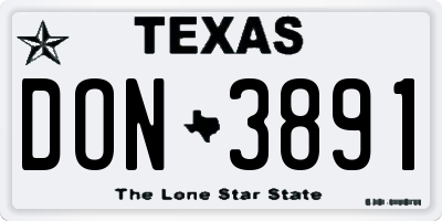 TX license plate DON3891