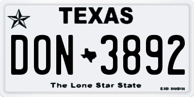 TX license plate DON3892