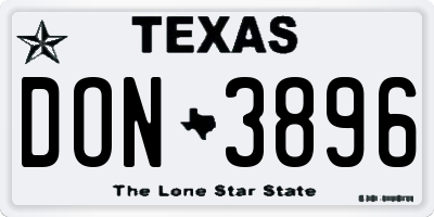 TX license plate DON3896
