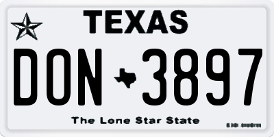 TX license plate DON3897