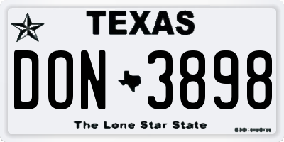 TX license plate DON3898