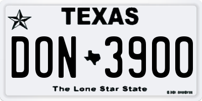 TX license plate DON3900
