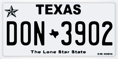 TX license plate DON3902