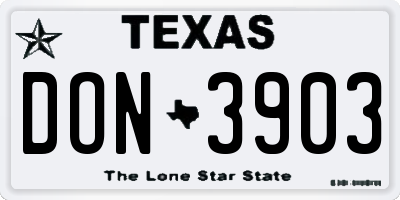 TX license plate DON3903