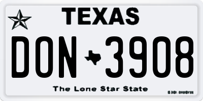 TX license plate DON3908