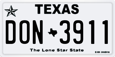 TX license plate DON3911