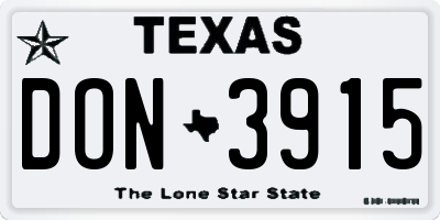 TX license plate DON3915