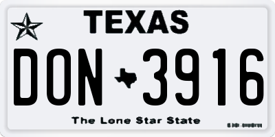 TX license plate DON3916