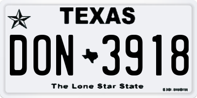 TX license plate DON3918