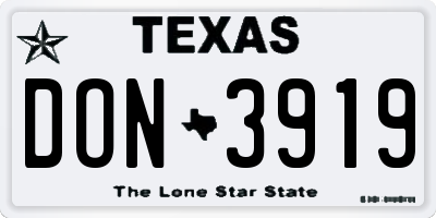 TX license plate DON3919
