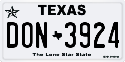 TX license plate DON3924