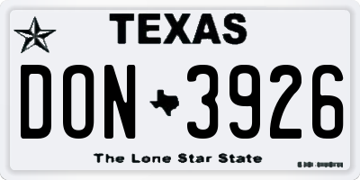 TX license plate DON3926