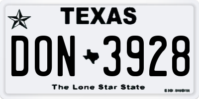 TX license plate DON3928