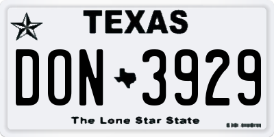 TX license plate DON3929