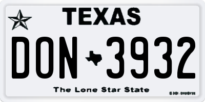 TX license plate DON3932