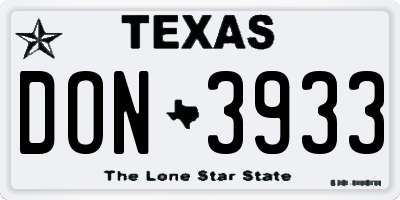 TX license plate DON3933