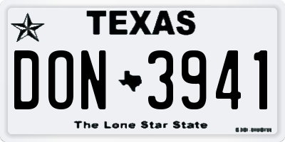 TX license plate DON3941